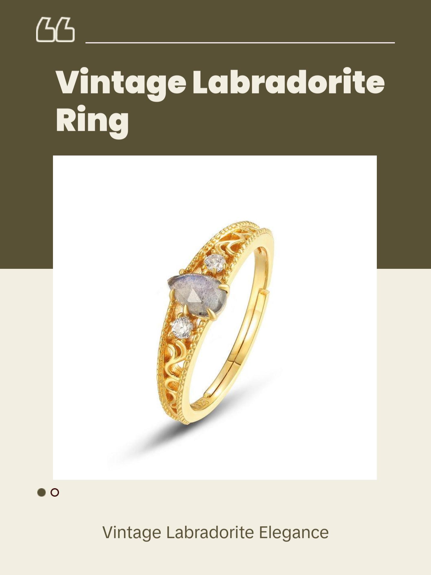 Labradorite Pear Cut Vintage Style Ring