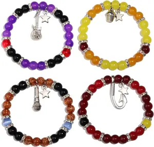 Five Night at Freddy Bracelets FNAF Bracelet 4 pcs Freddy Bonnie Chica Foxy Bracelet FNAF Stuff Merch Valentins Day Gifts for Teen Horror Movie Gifts