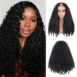 V Part Wig Synthetic Hair Burmese Curly Glueless Wig Heat Resistant Fiber Hair Clip in U Part Wigs for Women Wear and Go Daily Use Hair