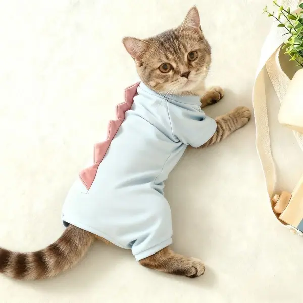 Cute Dinosaur 4-Legged Pet Jumpsuit, Soft Stretch Recovery Clothing for Small Dogs and Cats, Anti-Hair-Loss Home Pajamas
