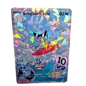 Surfing Squirtle Squad Cowabunga! Perfect 10! The Crowd Goes Wild! SEE VIDEO! Fractal Glass Finish, Standard Size, Standard English Back