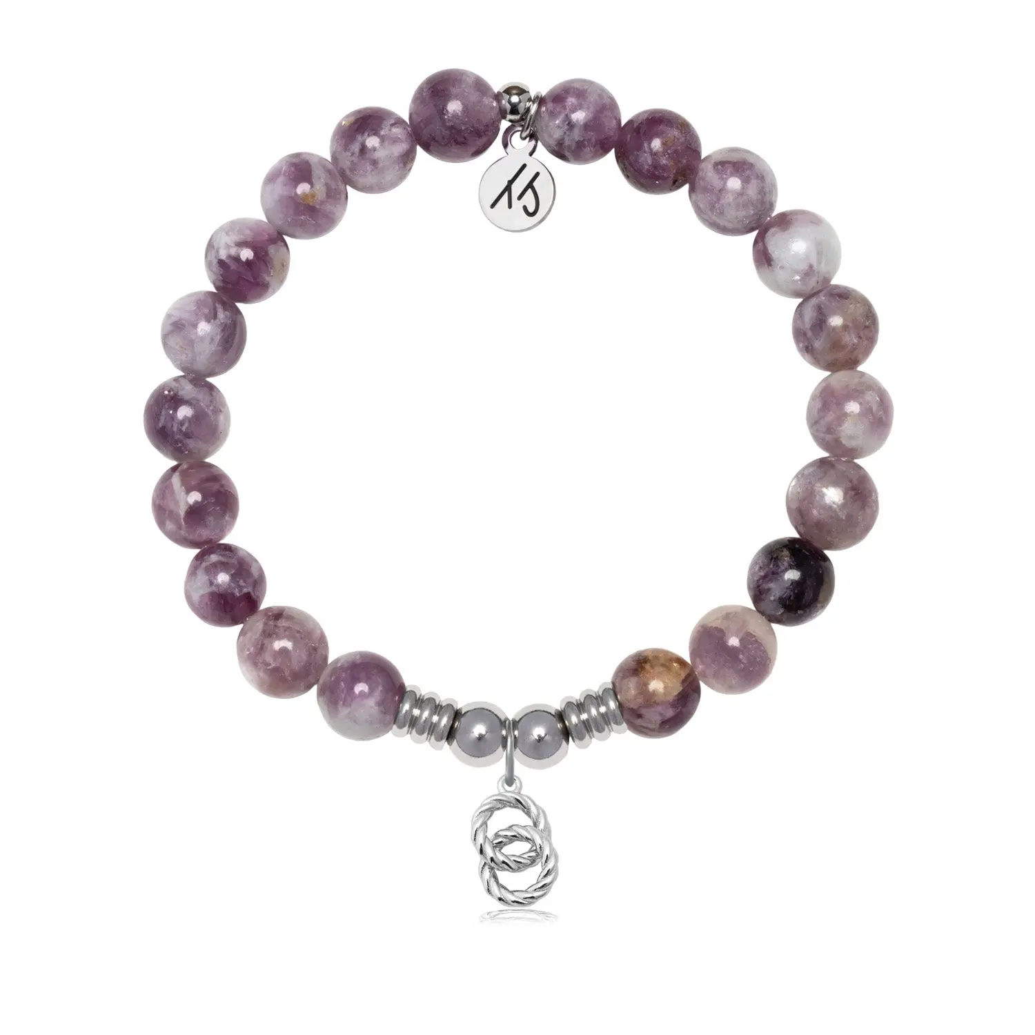 Forever Connected Charm with Lepidolite Quartz Gemstone Bracelet