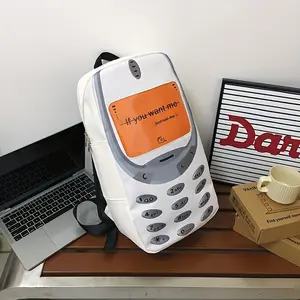 Retro Cell Phone Design Backpack, Unique Novelty Mobile Phone Shaped Shoulder Bag, Fashion Streetwear Backpack for Teens, Multiple Pockets