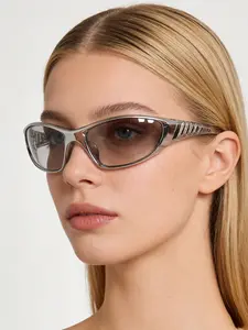 Unisex Vintage Technology Style Frame Sunglasses, Fashionable Sunglasses, Trendy Casual Hollow Out Tinted Lens Sunglasses for Everyday Use, Fashion Accessories for Outdoor Activities