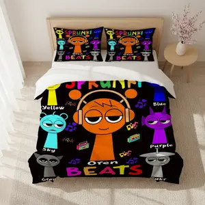 Sprunki Music Character Bedding Set, Romantic Elegant Design, Perfect Holiday Gift, Includes Fitted Sheet & Pillowcases (no Core)