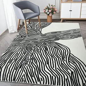 YIHOUSE Modern Striped Area Rug Super Soft Faux Wool Non-Slip Easy Care for Living Room Bedroom Kitchen Machine Washable Home Decor Abstract Geometric Style