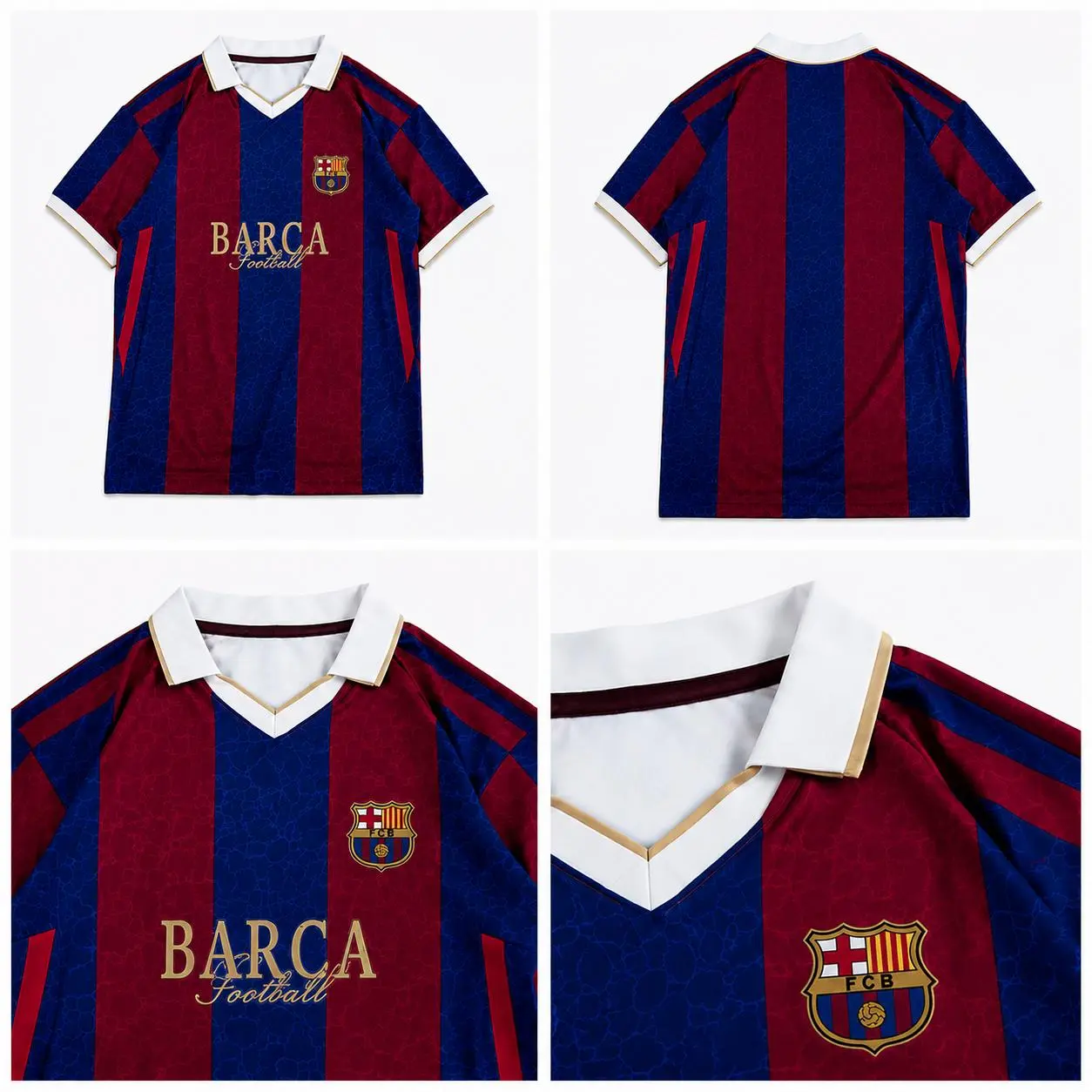 Premium Red x Blue Football Jersey, Barca Team, Retro Soccer Shirt