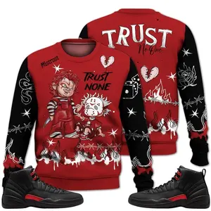 Bloodline 12s Outfit Sweatshirt, Scary Trust No One Graffiti Streetwear Sneaker Matching Ideas