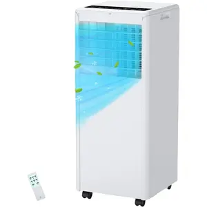 Portable Air Conditioner with Efficient Cooling System – Mobile Floor AC with Exhaust Hose, Built-In Dehumidifier & Remote Control – No Permanent Installation Required – Easy-to-Move Cooling Unit for Bedroom, Apartment or Dorm Room