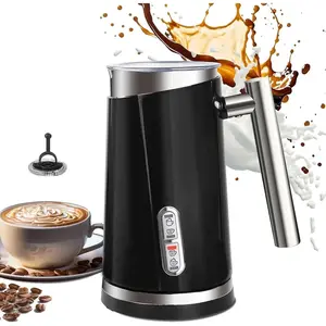 Milk Frother, 4 in 1  Steamers and Frothers, 4.4oz Electric Warm and Cold Foam Maker, 10oz  Warmer, Auto Shut-Off Frother for Coffee, Latte, Cappuccino, Macchiato, Hot Chocolate Black
