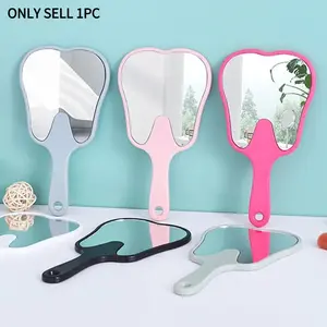 Tooth Shaped Handheld Mirror Cute Makeup Mirror Hand Held Dental Mirrors With Handle High Definition Makeup