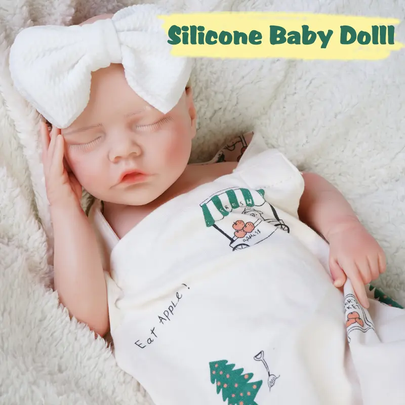 FunCuddle NO.3 Full Body Silicone Reborn Doll - 18.11-inch Realistic Baby Doll, BPA-Free Soft Companion for Companionship & Role-Playing, Baby-Like Skin, All-Inclusive Clothes Set, Exquisite Packaging for Decoration