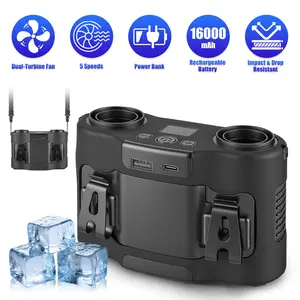 4 In 1 Dual-Turbine Waist Clip Fan Wearable Personal Fan Hands-Free with 5 Speeds LCD Display Lanyard Double As Power Bank for Jobsites Campi,summervibes