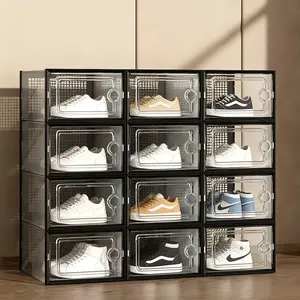33.5x23x14cm Shoe Organizer Boxes 24 Pack Stackable Clear Shoe Display Case Drawer Cabinet Clear Stackable Drawers