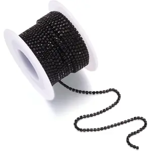 10 Yards Rhinestone Chain 2mm Black  Rhinestone  Trim Close Chain for DIY  Arts Clothes Shoe Lace Wedding Party Decoration