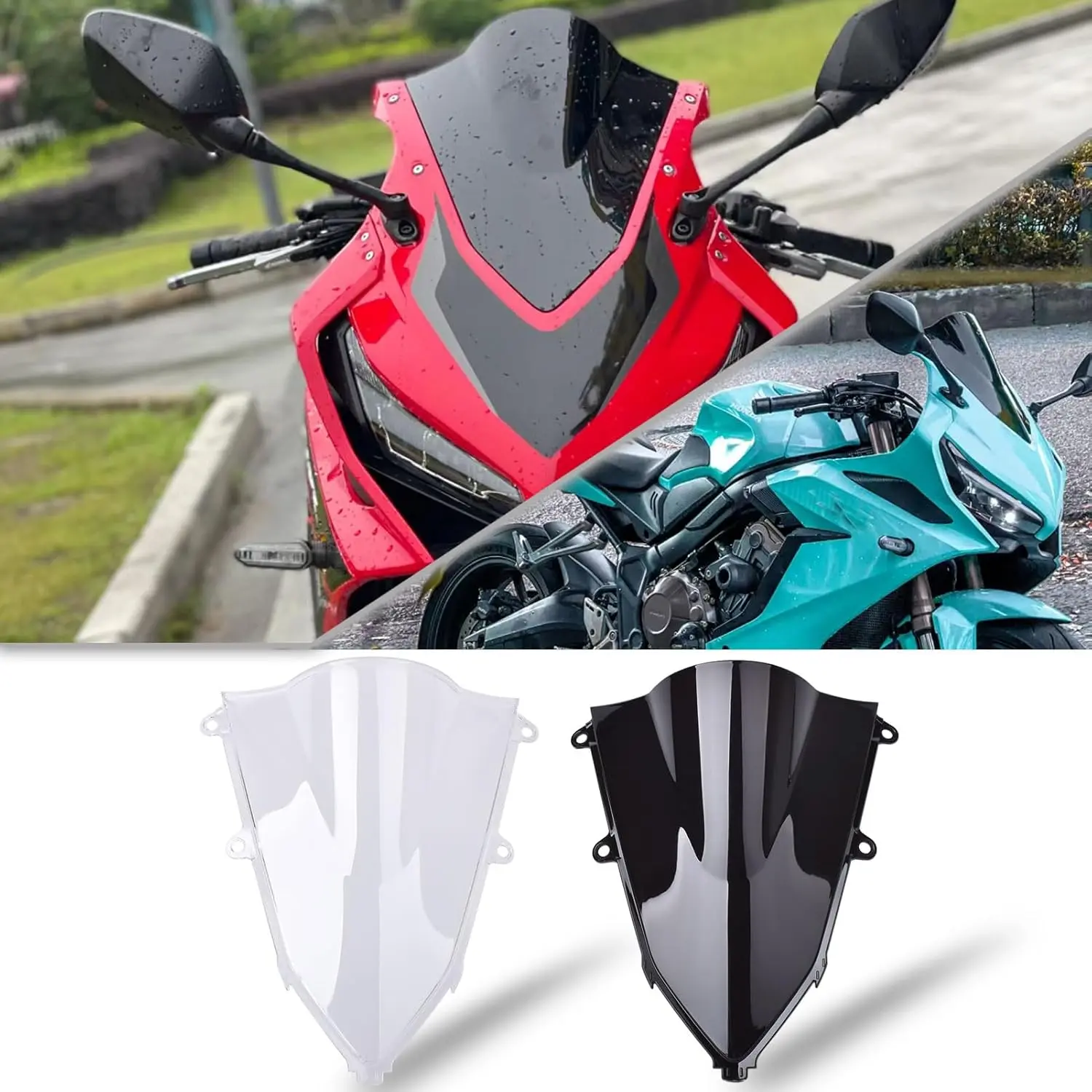 Motorcycle Windshield Fairing Screen Visor Wind Deflector for CBR650R 2019-2024 (Black Smoke) - 1 Pc Polycarbonate High-Impact PC Flexible Accessory with Vibration Damp to Boost Riding Experience