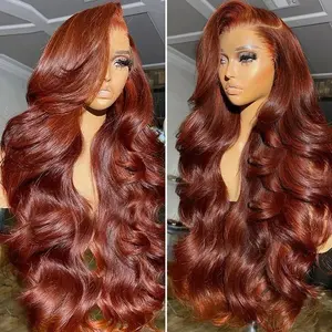 Leniku Body Wave Reddish Brown Color 13x6 Lace Frontal Wigs Human Hair #33 Colored 13x4 Lace Front Human Hair Wigs Pre Plucked