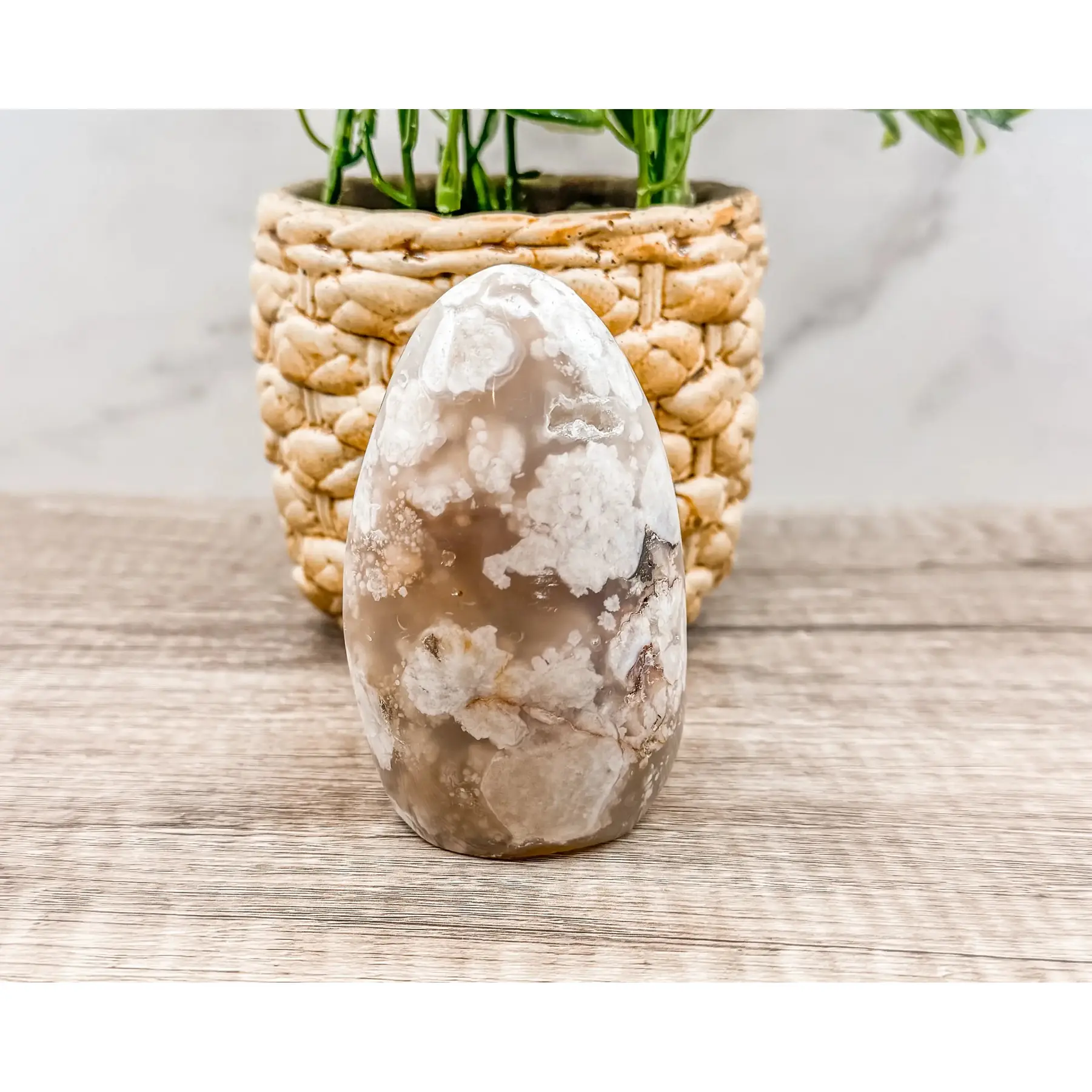 Polished Cherry Blossom Chalcedony Flower Agate Freeform – Crystal for Growth and Emotional Healing