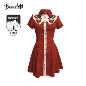 Boozelele Western Cute Cat Cowboy-100% Cotton Dress Milkmaid Dress,Sundress,Summer & Western Outfits Women,Cosa Nuestra Tour Outfits