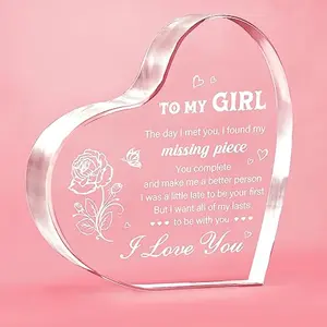 Gifts for Girlfriend, Girlfriend Birthday Keepseek, To My Girl Heart Shaped Acrylic Block, Birthday Anniversary Valentines Day Gifts for Her Wife GF