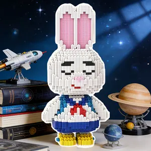 Primary School Rabbit 3D Puzzle Stacking Building Blocks Decoration, Bookshelf Home Office Cabinet Decor, Party Living Room TV Stand Display