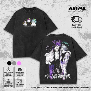 Jujutsu Kaisen Hakari Kinji Kashimo Hajime Kirara Culling Game Arc Vintage Washed Tee Unisex Anime Streetwear Graphic T-Shirt