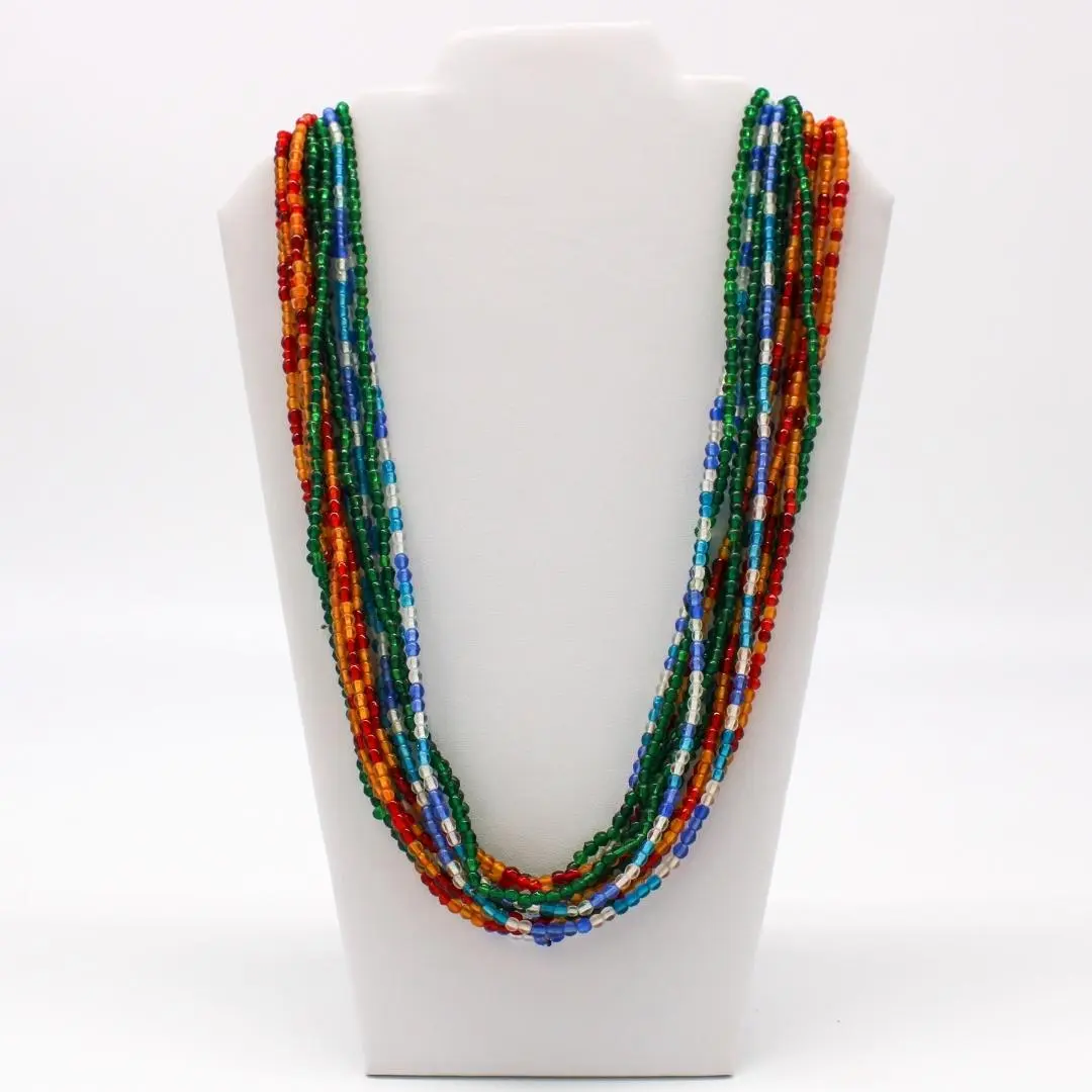 27" Assorted Color Glass Bead Necklace (Dozen)
