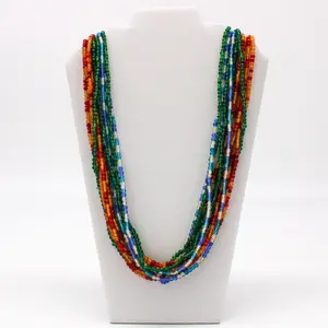 27" Assorted Color Glass Bead Necklace (Dozen)