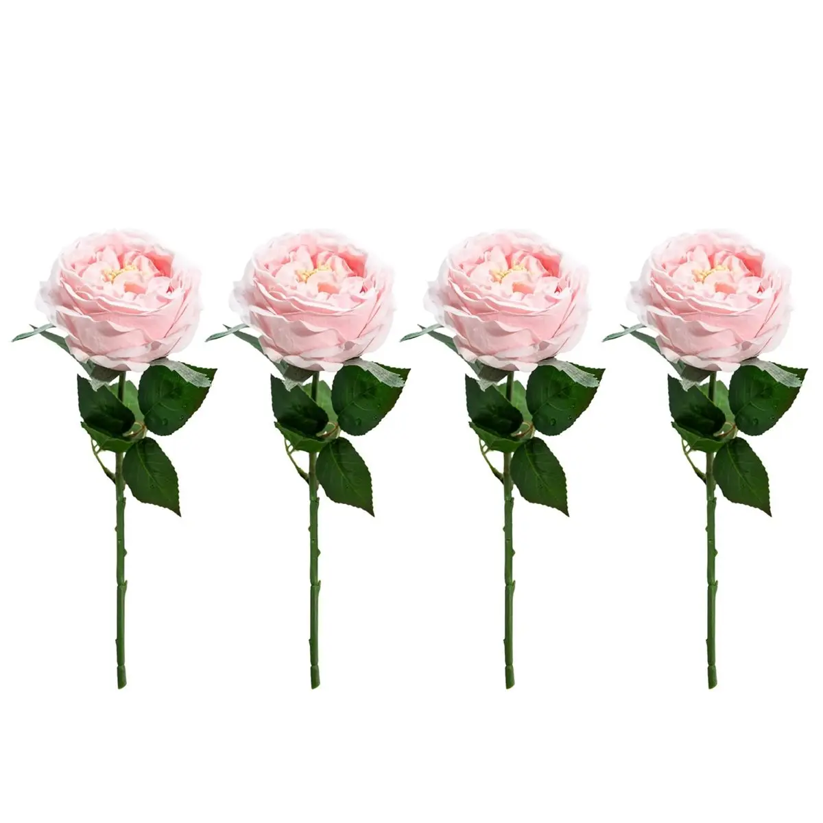 4 Pcs Real Touch Peonies Artificial Flowers, 3.5" Large Bloom Austin Rose Peony Latex Fake Flowers for Wedding