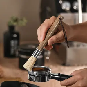 Coffee Grinder Cleaning Brush Natural Walnut Handle & Bristles Dusting Espresso Brush Barista Home Kitchen Accessories