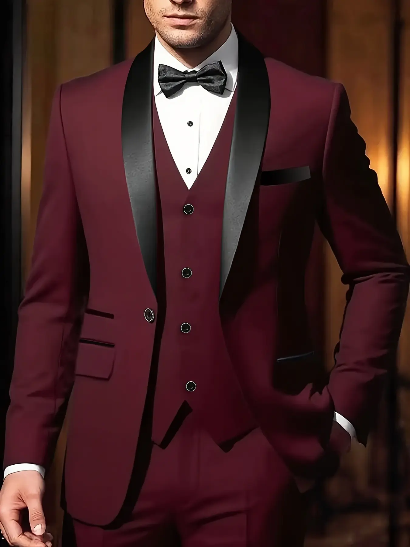 Men's 3pcs Suit Set, Blazer + Vest + Trousers, Groomsmen Business, Stylish and Elegant, High-Quality Men's Wear, Perfect for Weddings, Business, and Parties