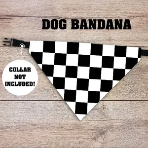 Checkered Dog Bandana - Over The Collar - COLLAR NOT INCLUDED! Pet Accessories, Cat Bandana, Handmade, Gifts For Pets, Animal, Puppy, Punchy, Western