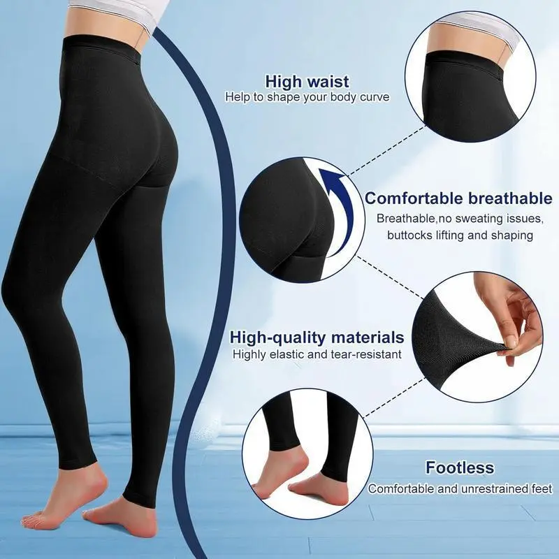 2 Pairs Medical Compression Pantyhose for Women & Men, 20-30mmHg Graduated Support Tights, Opaque Footless High Waist 2 Pairs Medical Compression Pantyhose for Women & Men, 20-30mmHg Graduated Support Tights, Opaque Footless High Waist