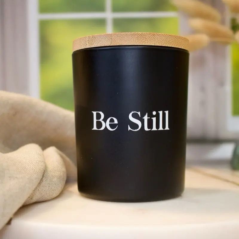 Be Still 5oz Artisan Soy Candle with Dried Botanical Flowers SCENT: Fall scents Aromatherapy Candle for Cozy Atmosphere, prayer, meditation, women gift, anniversary, birthday gift, get well soon.