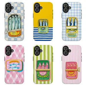 Vintage Sardine Tin Custom Phone Case Set, French Coastal Art Rubber Covers with Resistance & Protection, Ultra-Rugged Heavy-Duty Armor Back Accessories for iPhone 11-17 Pro Max Plus Air (Great Gift for Loved Ones)