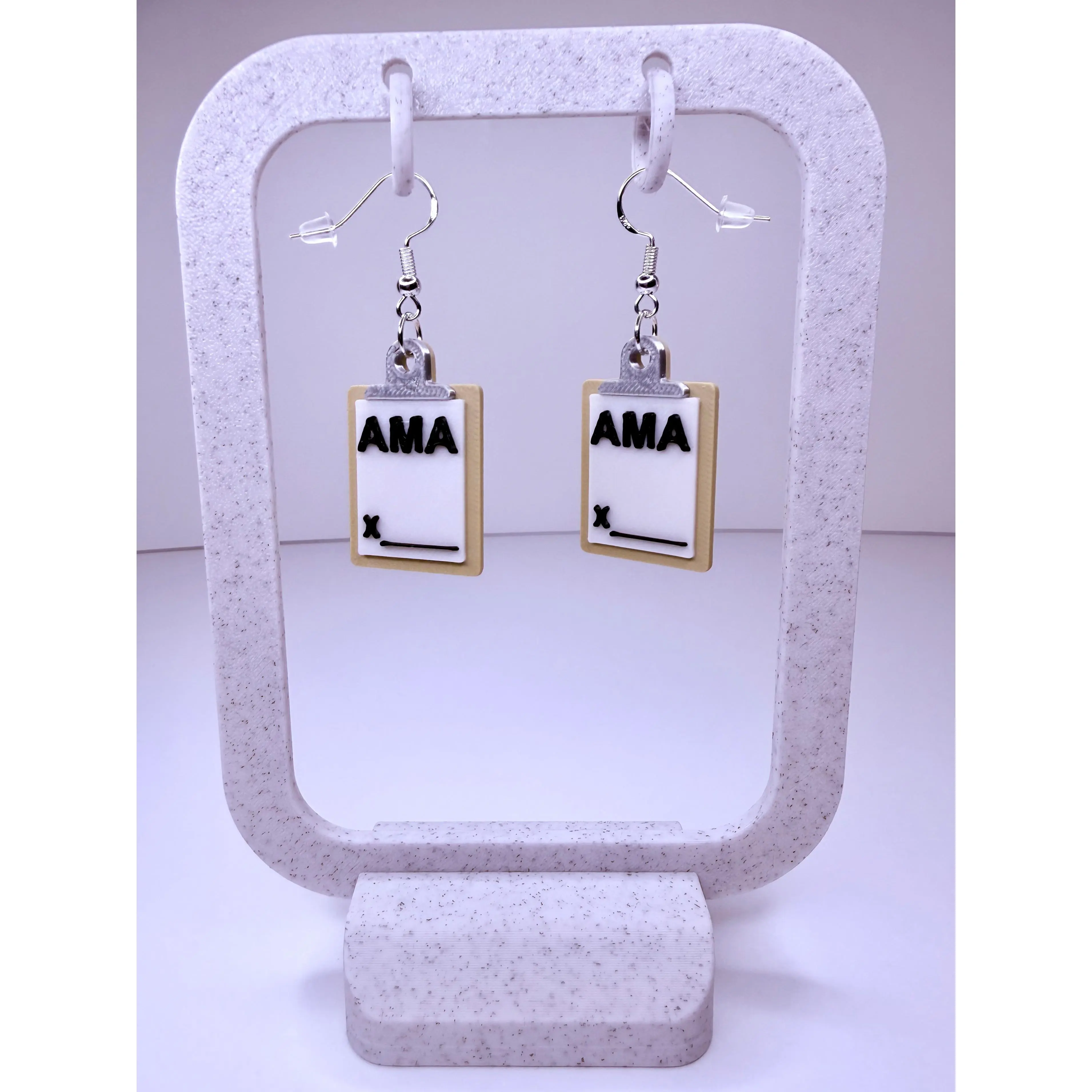 AMA Form Clipboard-Inspired Costume Earrings, Fashion Accessory for Daily Wear