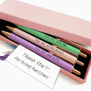 Creative Ballpoint Pen Set, 3 Counts/set Metal Ballpoint Pen with Gift Box, Motivational Gift for Friends, Office Stationery & Supplies, Inspirational Metal Pens, Ballpen Set, Writing Pen