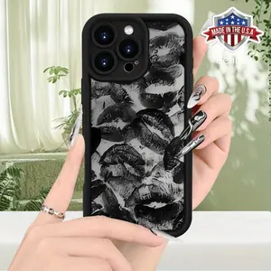Creative Fashion Kiss Mark Pattern Phone Case, Full Body Protection Thick Shockproof Matte TPU Soft Cover, Suitable for Birthday or Holiday Gift  for iPhone 16/15/Plus/Pro/Max/Mini for men and women Protective Casing Protector Screen Protector