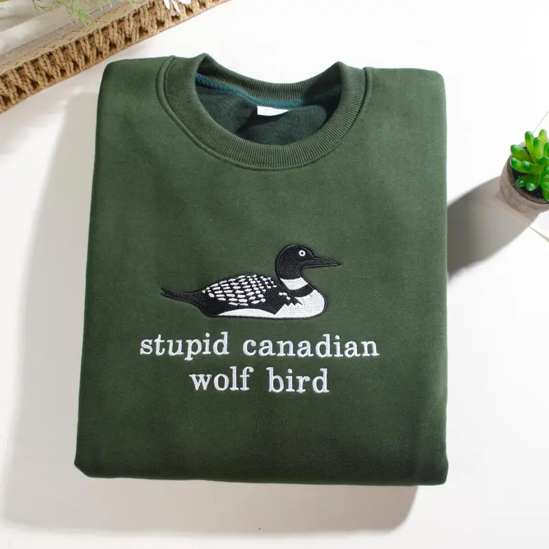 Heated Embroidered Sweatshirt, Stupid Canadian Wolf Bird, LGBT Team Hollanov Rozanov Fan Merch