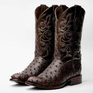 Chocolate Brown Leather Boots - Round Toe