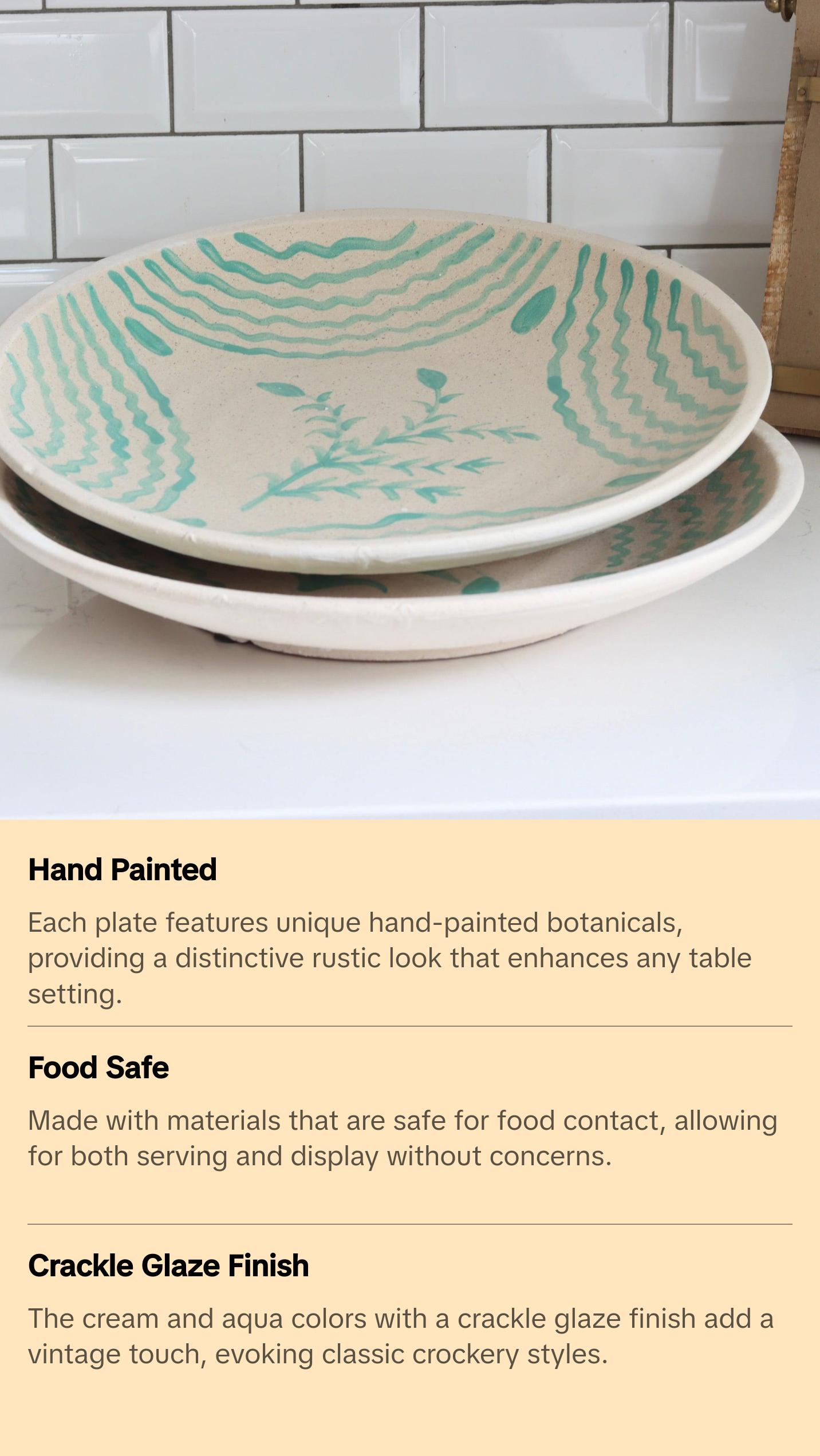 Fern Meadow Hand Painted Terracotta Plates