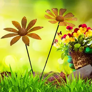 Daisy Design Garden Decoration, Iron Flower Stakes, Outdoor Gardening Decor, Garden Decor Supplies, Everlasting Flowers, Garden Gifts, Garden Sculptures Statues, Garden Accessories