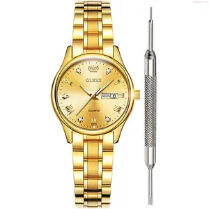 OLEVS Watch OLEVS Classic Watches for Women Analog Quartz Watch Stainless Steel Rugged Waterproof Watches Roman Numeral Unique Calendar Date Business Wrist Watch