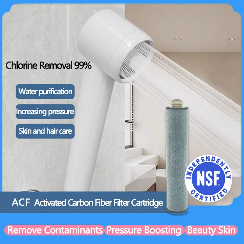 ACF Activated Carbon Fiber Purifying Shower Head - NSF Certified Chlorine Removal, Antibacterial and Heavy Metal Filter for Healthy Skin and Hair Care, Suitable for Bathroom, RV