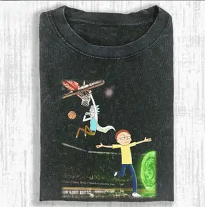 Vintage Rick And Morty Basketball Graphic Tee, Movies Tee, Unisex Funny Meme Shirt, Gift For Men Women, Menswear Womenswear Streetwear