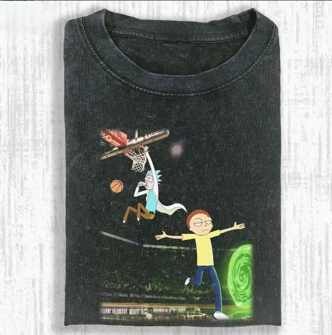Vintage Rick And Morty Basketball Graphic Tee, Movies Tee, Unisex Funny Meme Shirt, Gift For Men Women, Menswear Womenswear Streetwear