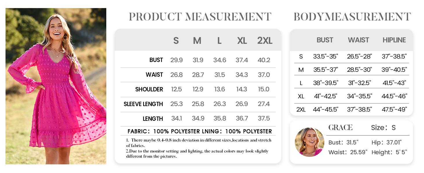 BTFBM Women's V-Neck Swiss Dot Ruffle Chiffon Mini Dress - Long Sleeve Flowy Casual Summer Fall Dresses #Outdoorfun