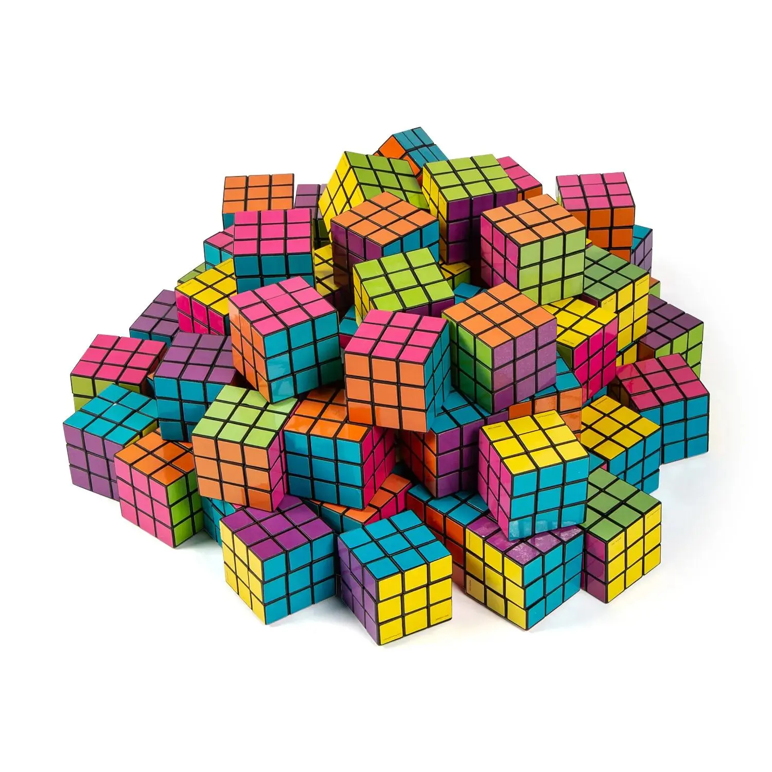 Bright Mini Cubes - 1.5in Unisex Plastic Puzzle Cubes, Bulk 72 Pcs Travel-Size Puzzle Favors