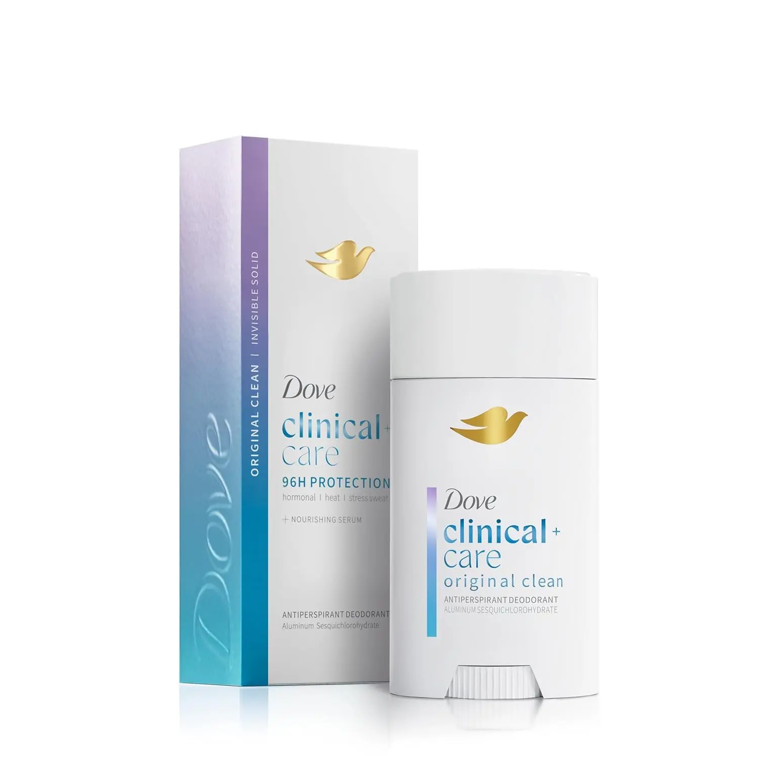 Dove Clinical + Care Antiperspirant Deodorant Stick, Original Clean, 2.6 oz | 96H Clinical Strength Sweat & Odor Protection, With Nourishing Serum, Original Clean with Fresh Scent