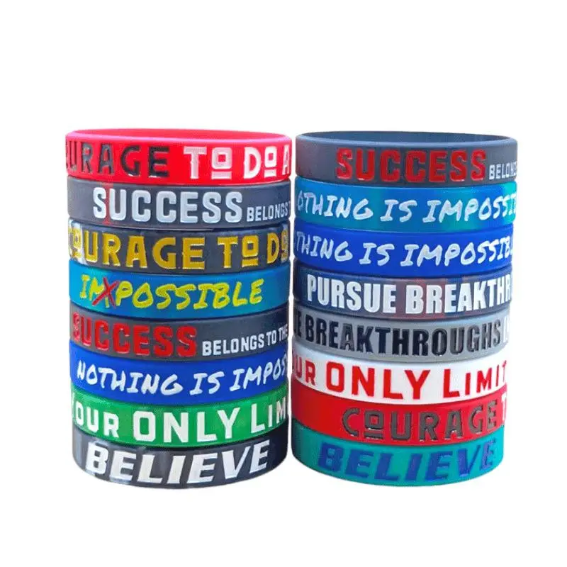 Unisex Casual Silicone Wristbands with Inspirational Messages - 12-Pack Water-Resistant Comfortable Sport Bracelets for Adults & Teens